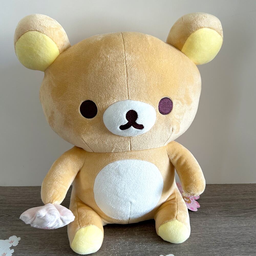 San-X Rilakkuma Springtime Holding Cherry Blossom Large Stuffed Toy 14” NWT